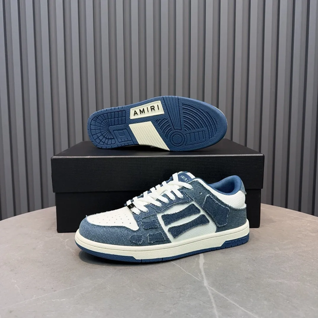 Men's men's shoes 💰600 AMIRI high street sneakers with bone sports shoes, toe layer cowhide upper, upper side bones, hand-stitched, good three-dimensional effect, customized metal LOGO, size 38-45 46